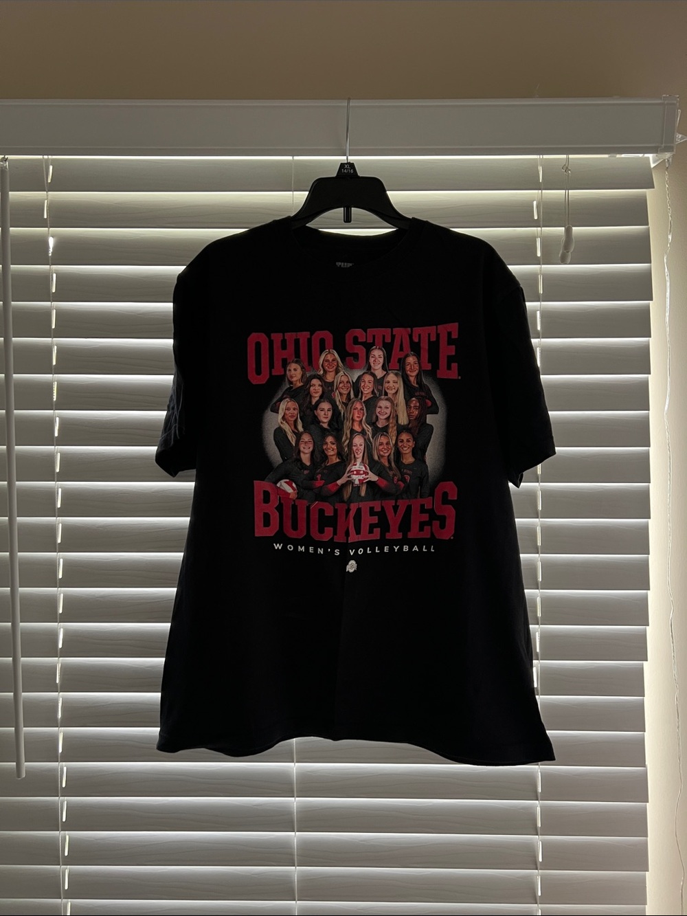 Ohio State Buckeyes Cotton Women's 2024 Volleyball Team Black Graphic Tee Size M